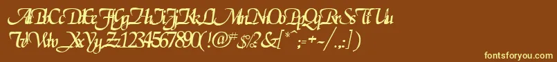 RoslagenRegular-fontti – keltaiset fontit ruskealla taustalla