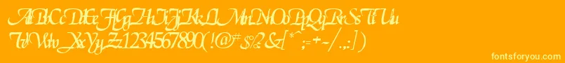 RoslagenRegular-Schriftart – Gelbe Schriften auf orangefarbenem Hintergrund