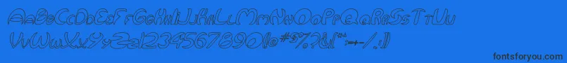 QurveHollowItalic Font – Black Fonts on Blue Background