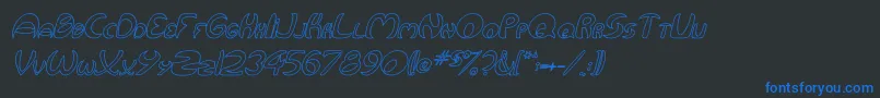 QurveHollowItalic Font – Blue Fonts on Black Background