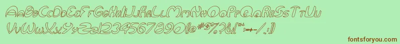 QurveHollowItalic Font – Brown Fonts on Green Background