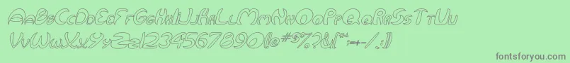 QurveHollowItalic Font – Gray Fonts on Green Background