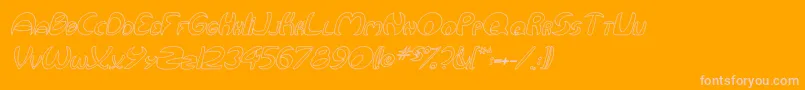 QurveHollowItalic-Schriftart – Rosa Schriften auf orangefarbenem Hintergrund