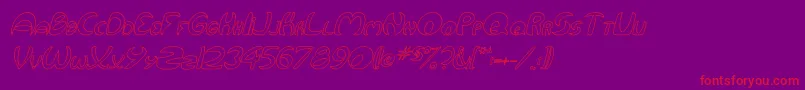 QurveHollowItalic-Schriftart – Rote Schriften auf violettem Hintergrund