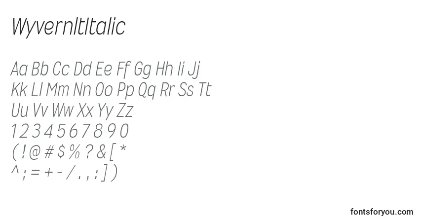 Schriftart WyvernltItalic – Alphabet, Zahlen, spezielle Symbole