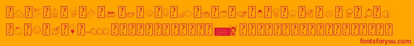 KawaiiFoodFont-Schriftart – Rote Schriften auf orangefarbenem Hintergrund