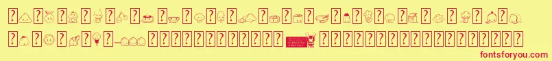 Fonte KawaiiFoodFont – fontes vermelhas em um fundo amarelo