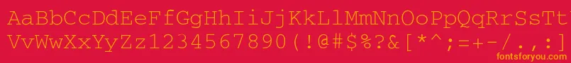 CourierRegular Font – Orange Fonts on Red Background