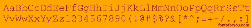 CourierRegular Font – Purple Fonts on Orange Background