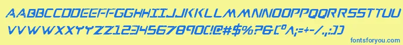 WarEagleCondensedItalic Font – Blue Fonts on Yellow Background