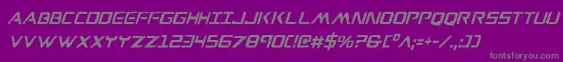 WarEagleCondensedItalic-Schriftart – Graue Schriften auf violettem Hintergrund