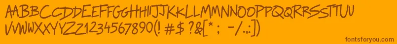 フォントRaggedwaysRegular – オレンジの背景に茶色のフォント