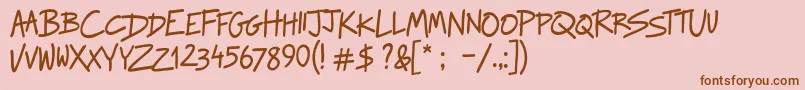 fuente RaggedwaysRegular – Fuentes Marrones Sobre Fondo Rosa