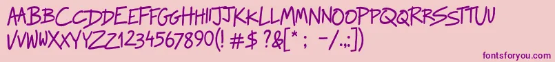 RaggedwaysRegular Font – Purple Fonts on Pink Background