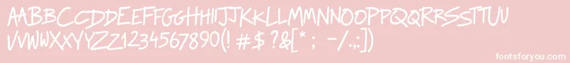 Fonte RaggedwaysRegular – fontes brancas em um fundo rosa