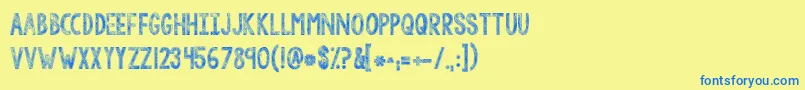 Kgtangledupinyou Font – Blue Fonts on Yellow Background