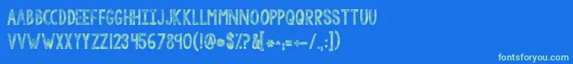 Kgtangledupinyou Font – Green Fonts on Blue Background