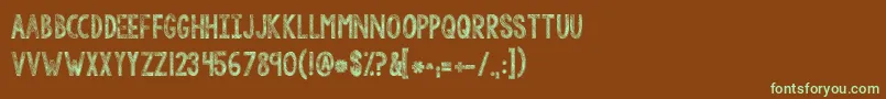 Kgtangledupinyou Font – Green Fonts on Brown Background