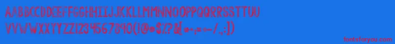 Kgtangledupinyou Font – Red Fonts on Blue Background