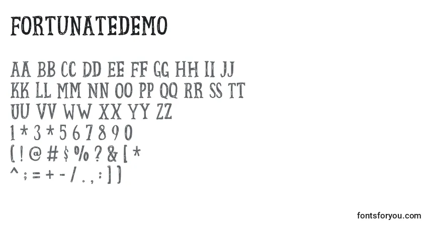 Шрифт Fortunatedemo – алфавит, цифры, специальные символы