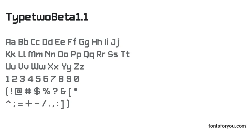 Schriftart TypetwoBeta1.1 – Alphabet, Zahlen, spezielle Symbole