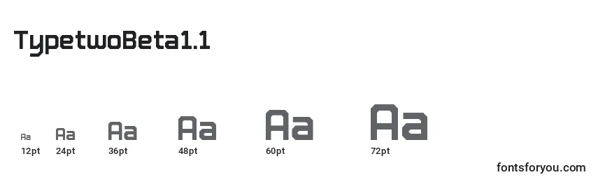 Größen der Schriftart TypetwoBeta1.1