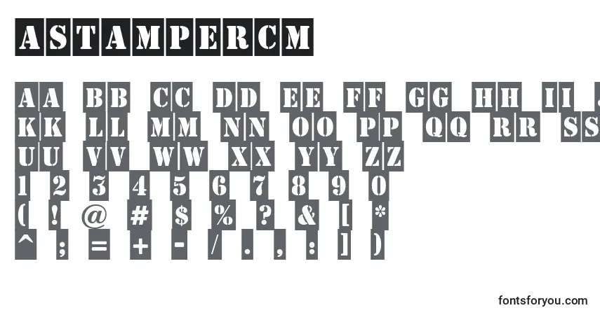 Czcionka AStampercm – alfabet, cyfry, specjalne znaki