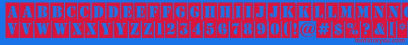 AStampercm Font – Red Fonts on Blue Background