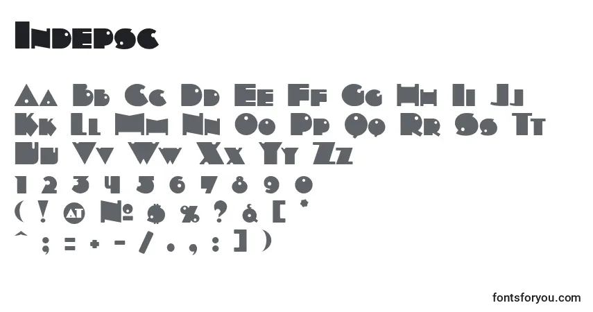 Czcionka Indepsc – alfabet, cyfry, specjalne znaki