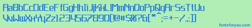 フォントGemcut – 青い文字は緑の背景です。