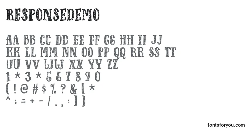Schriftart Responsedemo – Alphabet, Zahlen, spezielle Symbole