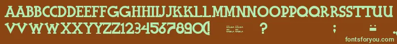 HalidiansBlockserif-fontti – vihreät fontit ruskealla taustalla