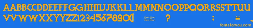 HalidiansBlockserif-fontti – oranssit fontit sinisellä taustalla