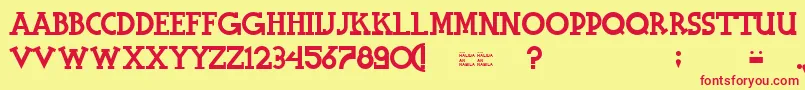 フォントHalidiansBlockserif – 赤い文字の黄色い背景