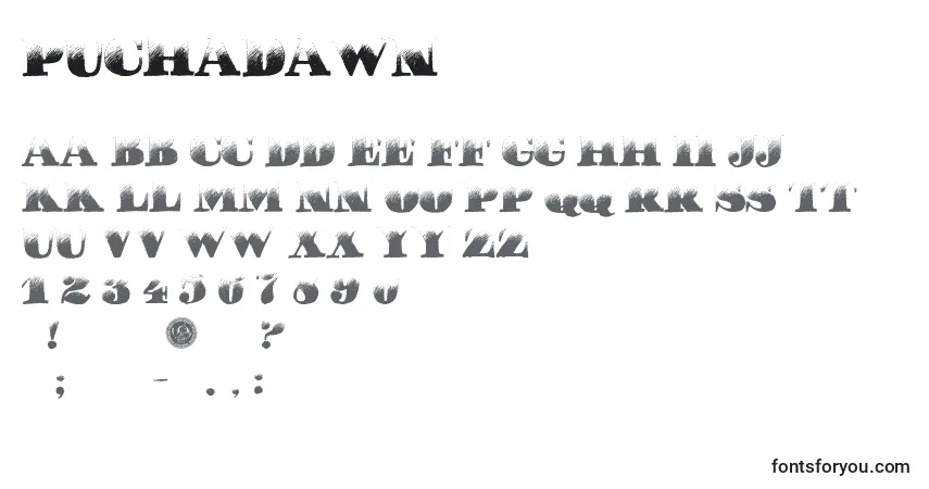 PuchaDawn-fontti – aakkoset, numerot, erikoismerkit