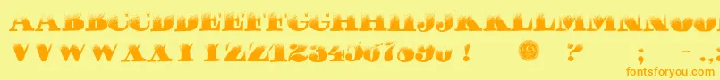 PuchaDawn-Schriftart – Orangefarbene Schriften auf gelbem Hintergrund