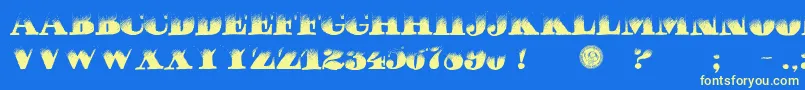 PuchaDawn-Schriftart – Gelbe Schriften auf blauem Hintergrund