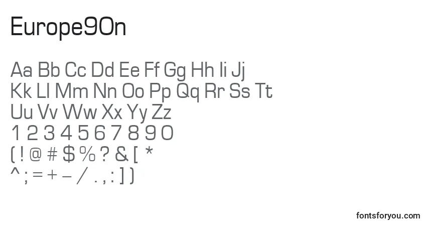 Europe90nフォント–アルファベット、数字、特殊文字