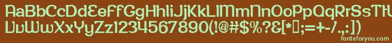 Roppongithina-fontti – vihreät fontit ruskealla taustalla