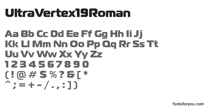 UltraVertex19Roman-fontti – aakkoset, numerot, erikoismerkit