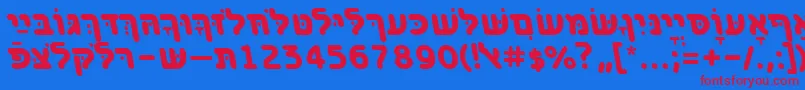BenzionhebrewttBolditalic Font – Red Fonts on Blue Background