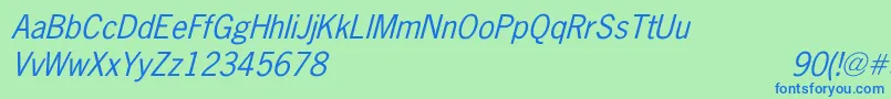フォントNewsGothicItalic – 青い文字は緑の背景です。