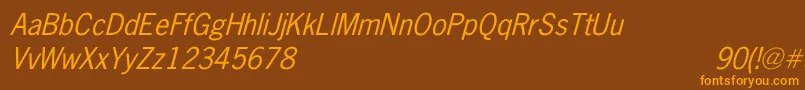 NewsGothicItalic Font – Orange Fonts on Brown Background