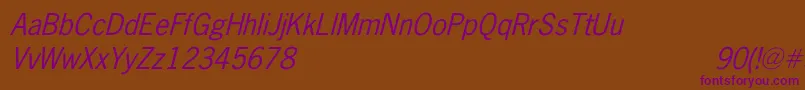 NewsGothicItalic Font – Purple Fonts on Brown Background