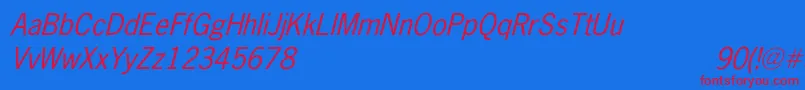 Czcionka NewsGothicItalic – czerwone czcionki na niebieskim tle