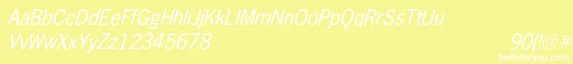 フォントNewsGothicItalic – 黄色い背景に白い文字