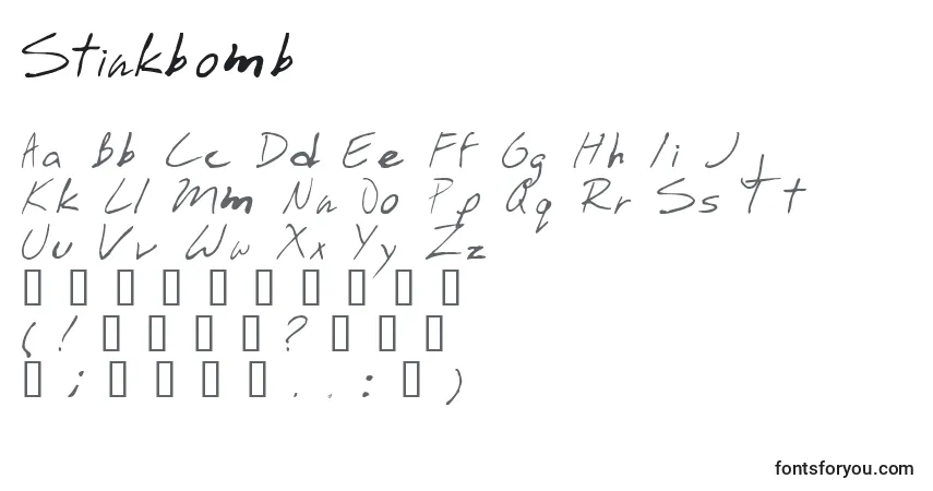 Czcionka Stinkbomb – alfabet, cyfry, specjalne znaki
