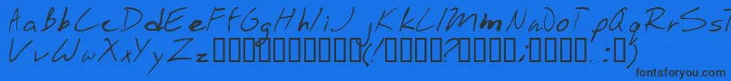 Stinkbomb-Schriftart – Schwarze Schriften auf blauem Hintergrund