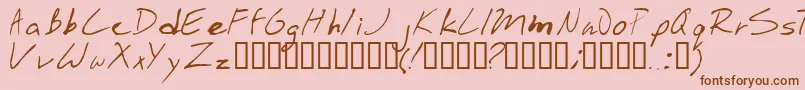 Weitere Informationen zur Stinkbomb-Schriftart Stinkbomb-Schriftart – Braune Schriften auf rosa Hintergrund