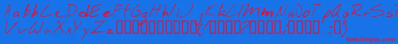 Weitere Informationen zur Stinkbomb-Schriftart Stinkbomb-Schriftart – Rote Schriften auf blauem Hintergrund